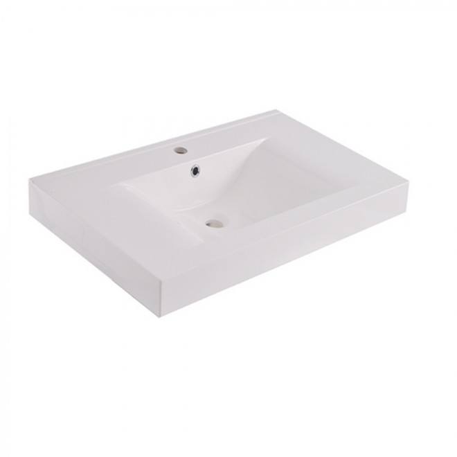 Wiesbaden Tigris Wastafel 60cm Kunstmarmer Glans Wit